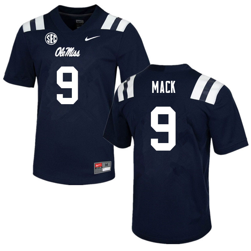 Ole Miss Rebels #9 Brandon Mack College Football Jerseys Sale-Navy